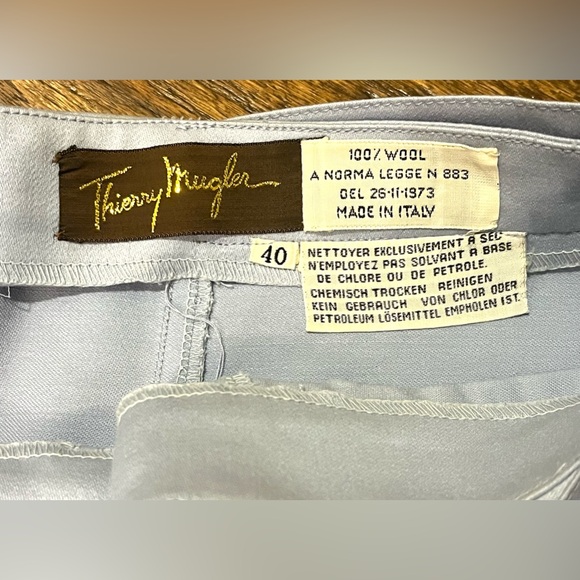 Vintage Thierry Mugler Women’s Belted Wool Pencil Skirt Sky Blue 40 4 S - Picture 7 of 7